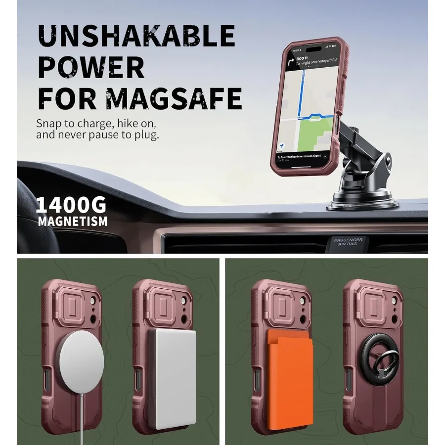 Per la custodia per iPhone 17 Pro con doppio telaio frontale e cover per fotocamera flip integrata con cavalletto incorporato