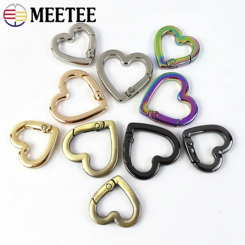 5/10/20Pcs Meetee 15/19/22mm Spring O Ring Metal Buckle Bag Chain Connect Snap Rings Hook Keyring Heart Coil Clasp Sew Accessory