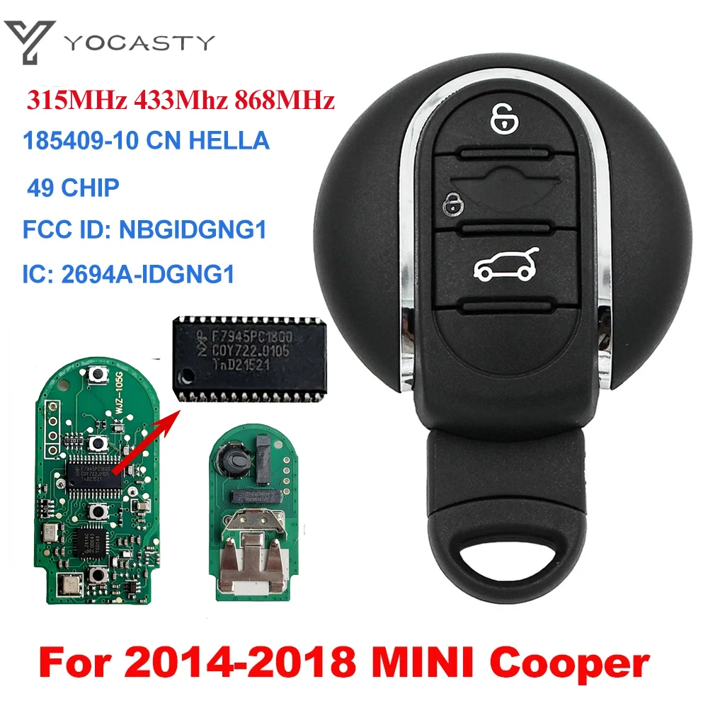 YOCASTY 315/433/868MHz ID49 Chip Smart Car Key For 2014-2018 MINI Cooper Clubman F-series F55 F56 Keyless Go NBGIDGNG1