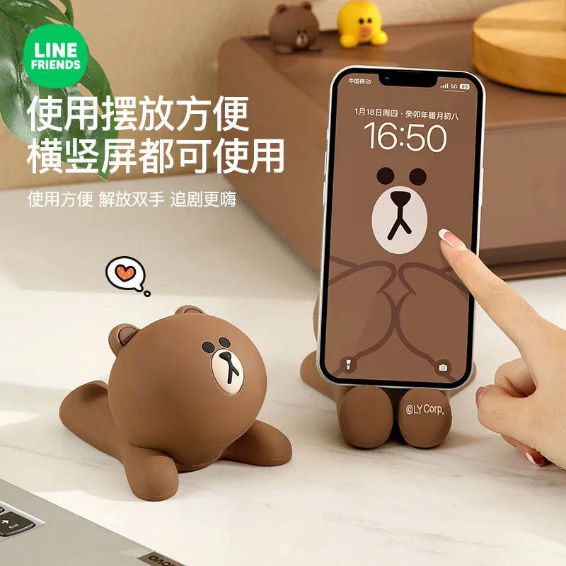 Kawaii Line Friends Mobile Phone Holder Cartoon Brown Doll Tablet Stand Gift Cute Cony Lazy Bracket Girl Desktop Ornaments