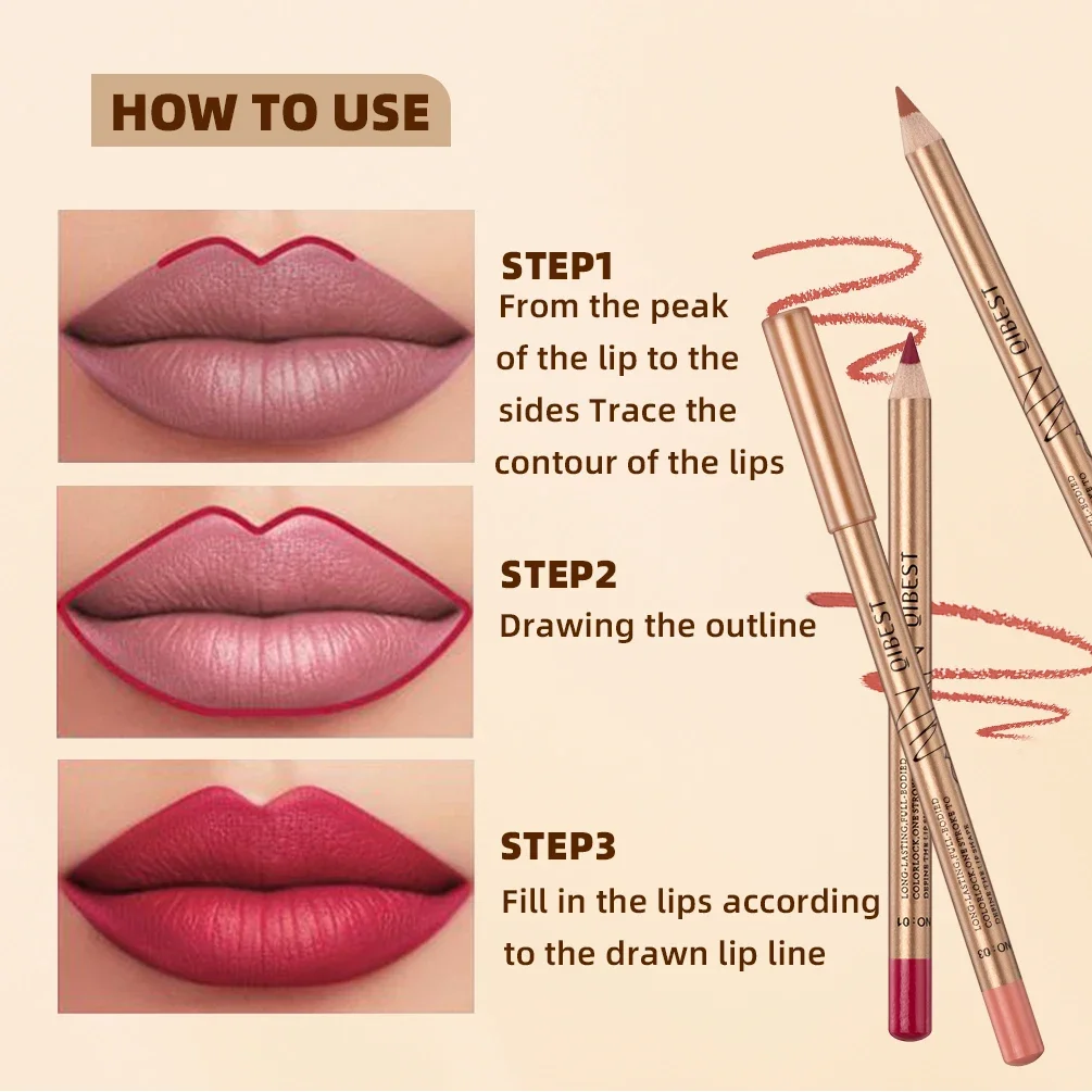 12 Colors Sexy Matte Lipstick Pencil Waterproof Lasting Lip Liner Pen Non-stick Cup Lip Liner Contour Pencil Beauty Makeup Sets