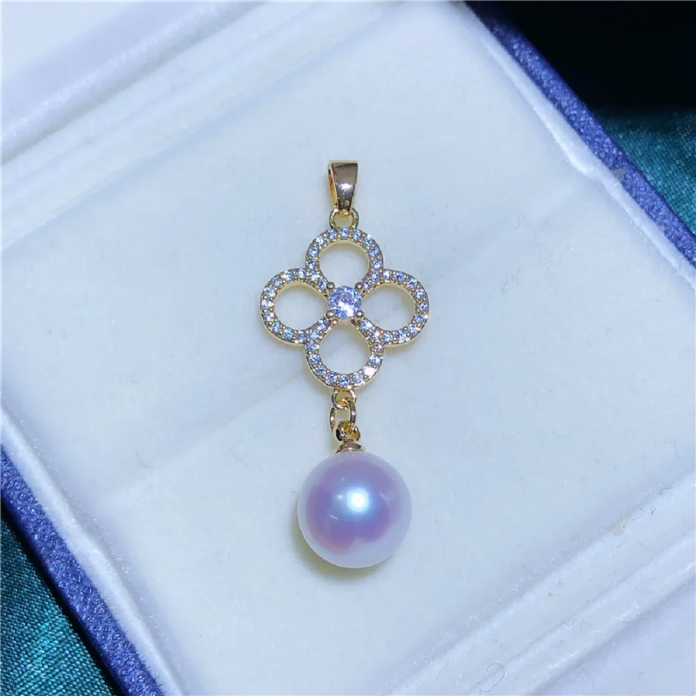 Perfect Pearl 18inch Gold Clad Copper Thick Gold Plated Micro Set Zircon Necklace Pendant 925s