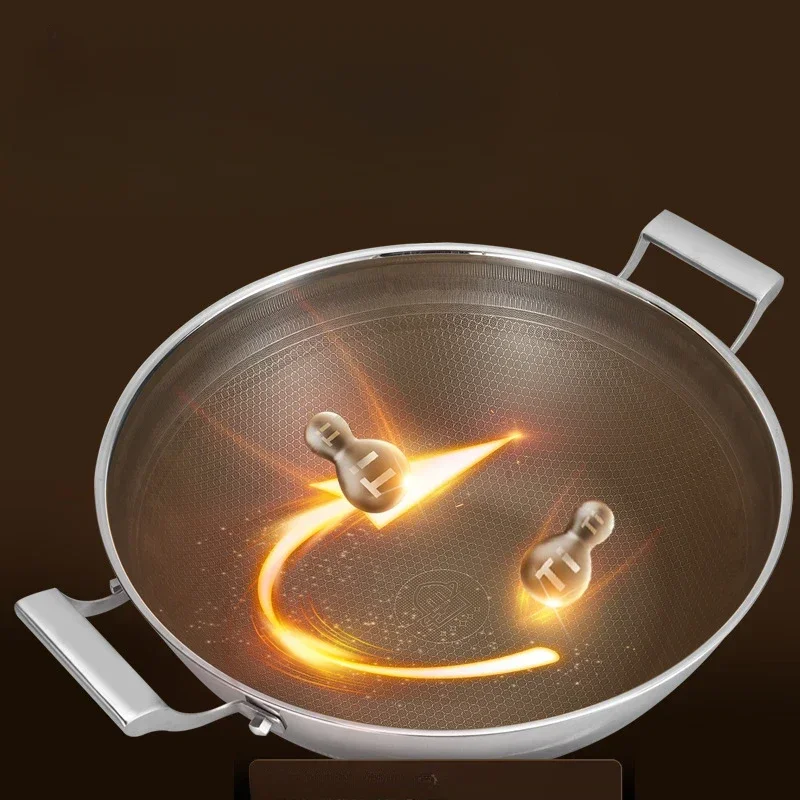 Uncoated titanium stew wok Home deep double ear stew pot 304 Stainless steel large capacity cookware cooking pot non stick