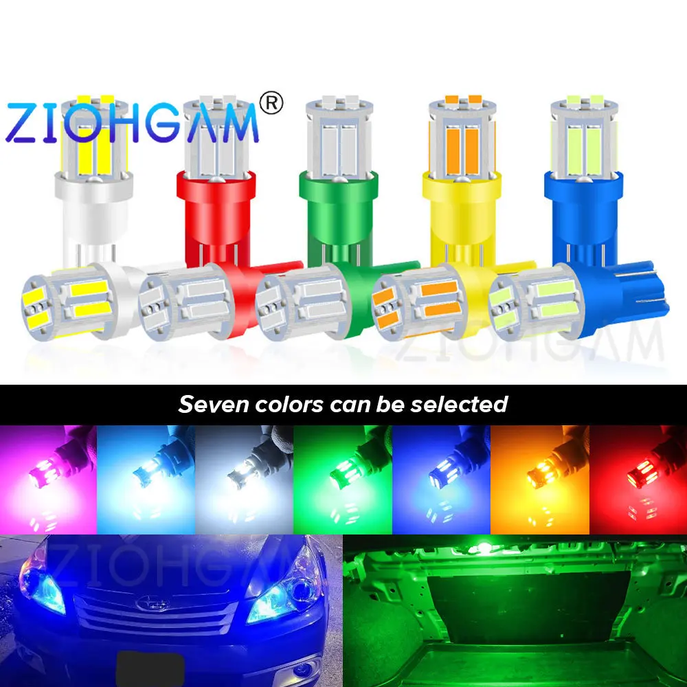 

ZIOHGAM 2PCS W5W 194 T10 Led Bulb 5W5 WY5W Interior Door Dome Reading Side Marker Signal Lamp License Plate Car Parking Lights