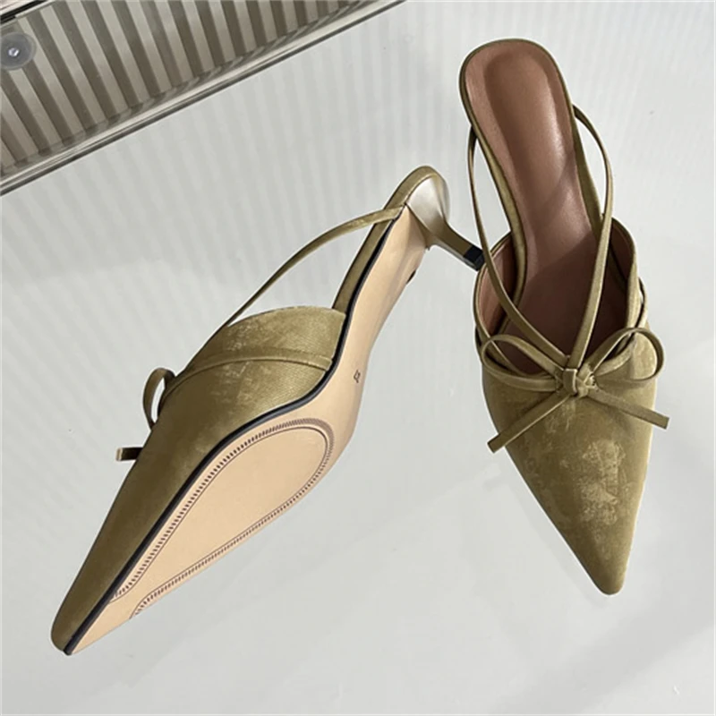 

Eilyken 2025 New Fashion Pointed Toe Mules Women Slippers Thin Low Heels Sandals Elegant Dress Party Ladies Shoes