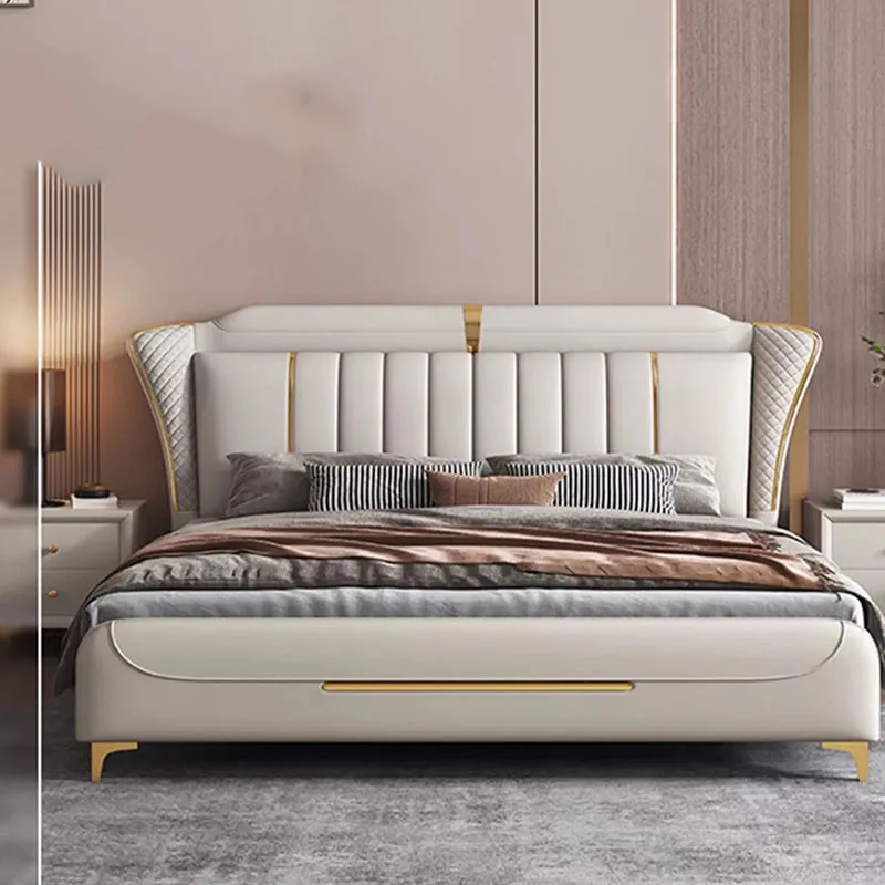 

Luxury Queen Double Bed Royal Nordic Drawers Headboard Twin Double Bed Girl Sleeping Letti Matrimoniali Bedroom Furniture