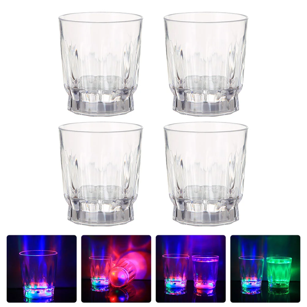 4 Pcs Glowing Glass Lightweight Cups Shot LED Luminous Plastic Glasses Safe and Reliable