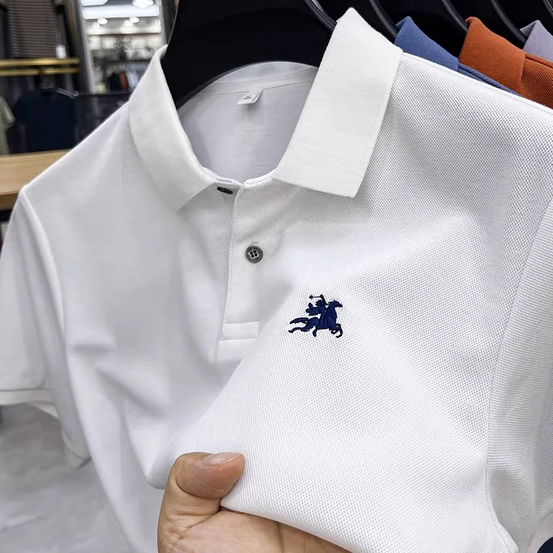 

High end short sleeved POLO shirt Men's brand embroidered Paul top 2024 Summer Youth comfortable Business Casual lapel T-shirt