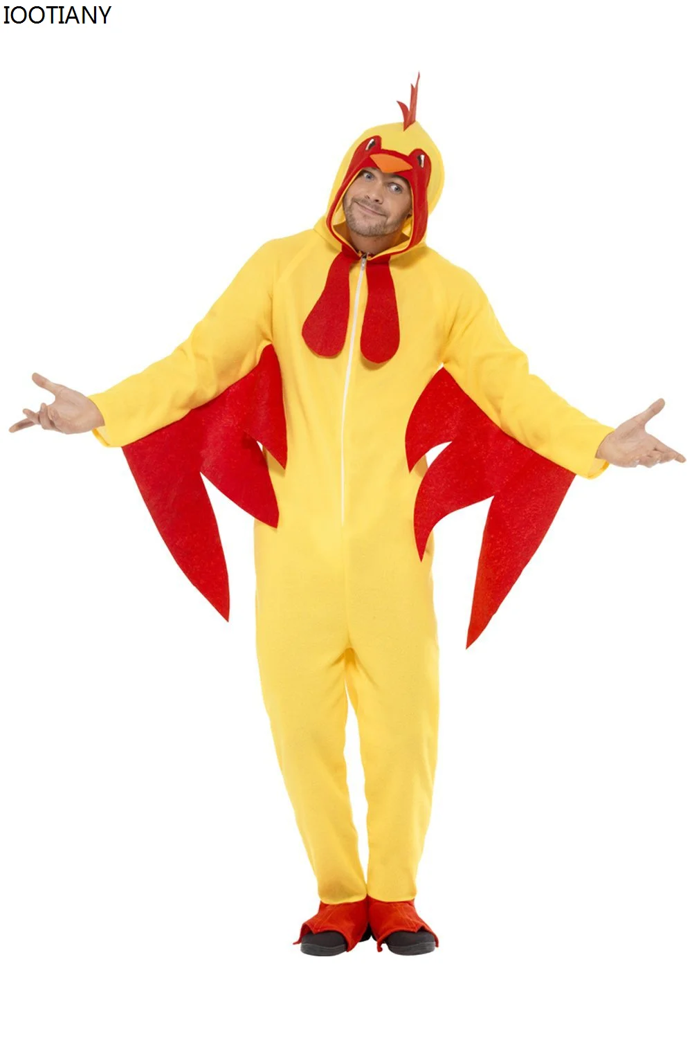 

Unisex Funny Animal Chicken Cosplay Costume Novelty Adult Animal Mascot Halloween Role Play Party Jumpsuit Carnival Stage Outfit