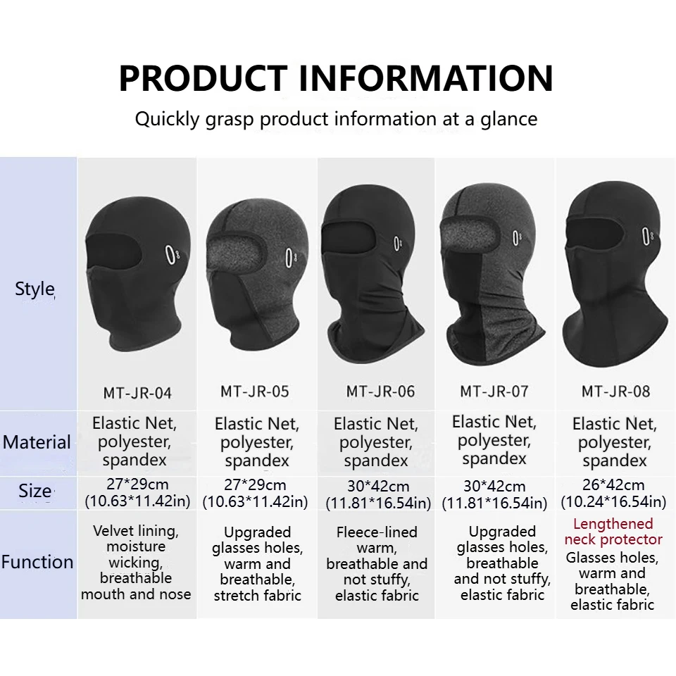 GTUBIKE Winter Thermal Cycling Face Mask Balaclava Head Cover Windproof Motorcycle Helmet Liner Thermal Warm Outdoor Headwear image 6