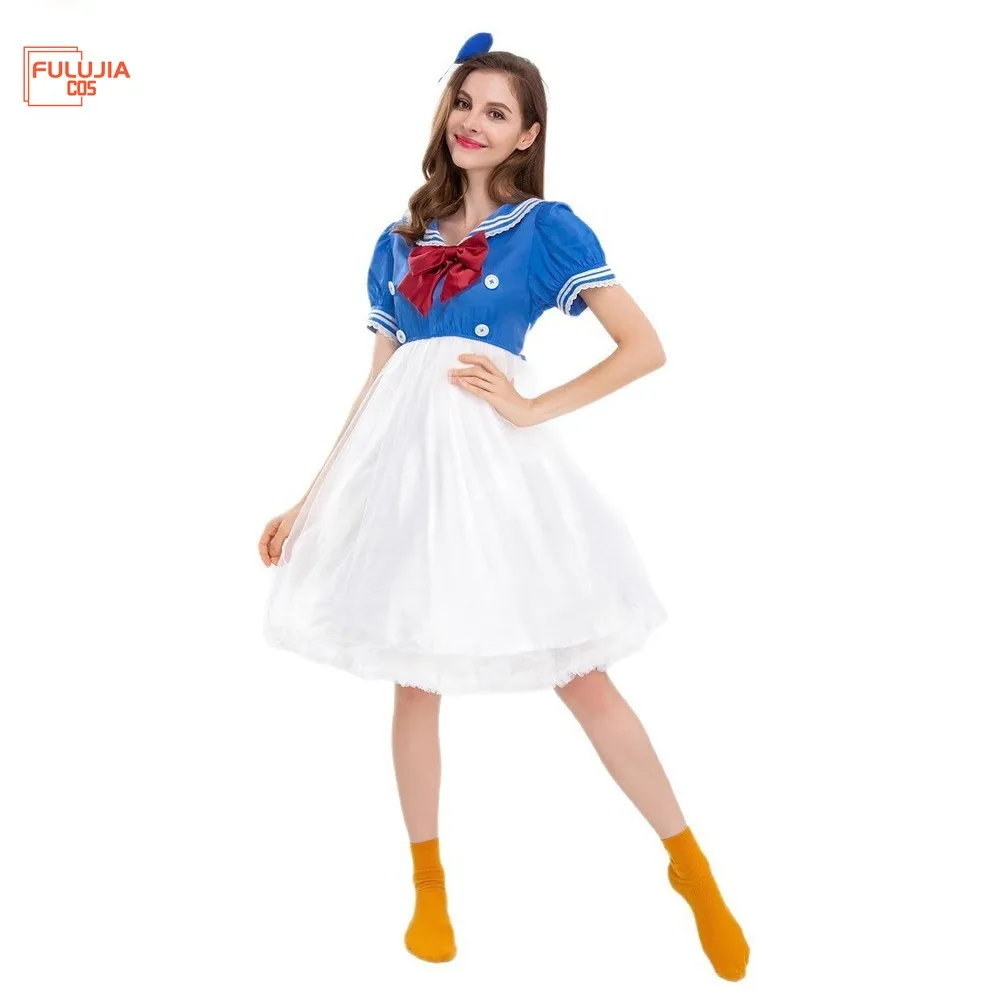 Fulujiacos Anime Show Costume Sailor Student Outfit Navy Dress