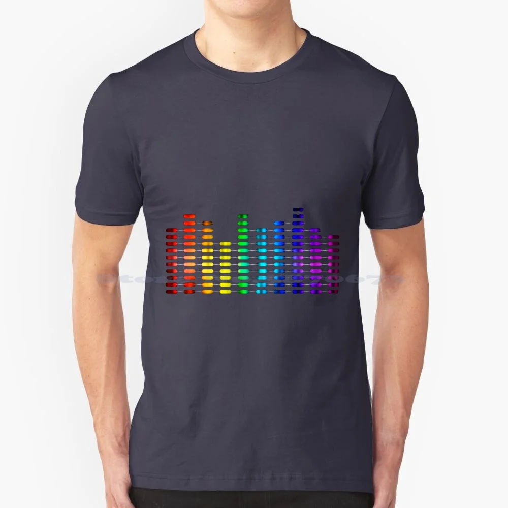 Turn It Up T Shirt 100% Cotton Tee Equalizer Rainbow Volume Drop The Bass Skrillex Dj Disc Jockey Effects Colors Colours Cool