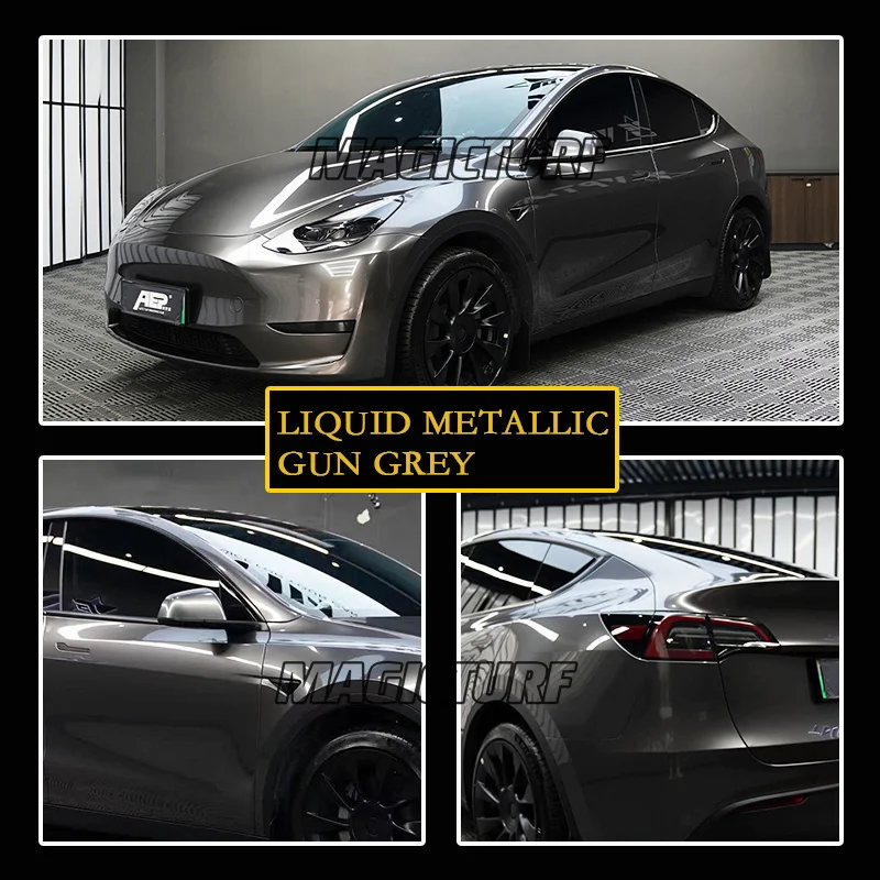 Air Bubble Free Car Wrap Liquid Metal Graphite / Gun Grey / Ash 1.52*18m Car Wrap Film Silver Color PPF Wrap Vinyl Car Films