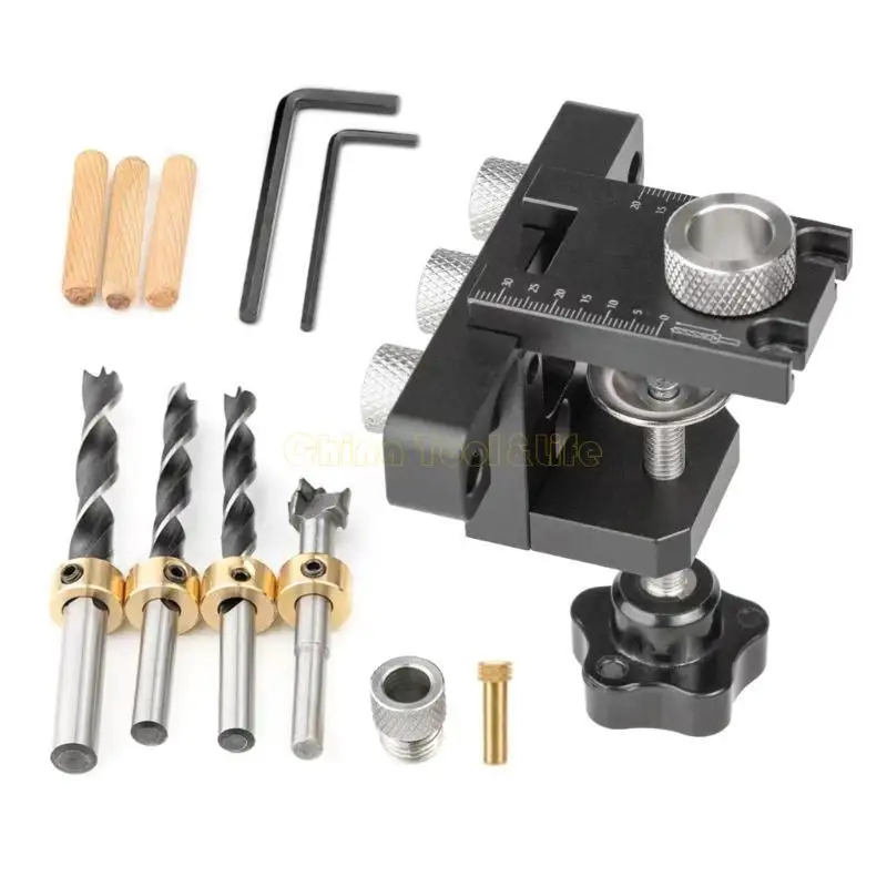 57QF Doweling Jig, 3 trong 1 Hướng dẫn khoan cho bộ dụng cụ jig lỗ chế biến gỗ cho đai ốc cho đai ốc