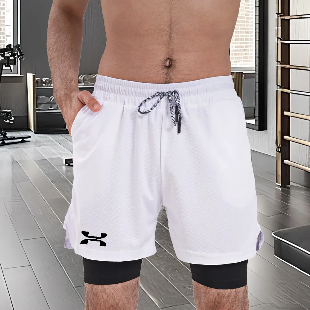 

New running shorts for men, gym sports shorts 2-in-1 quick-drying exercise training gym fitness jogging shorts for summer