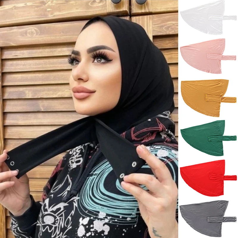 New Islam Women Ready to Wear Snap Fastener Hijab Muslim Full Cover Head Wraps Scarf Buttons Turban Caps Turbante Mujer