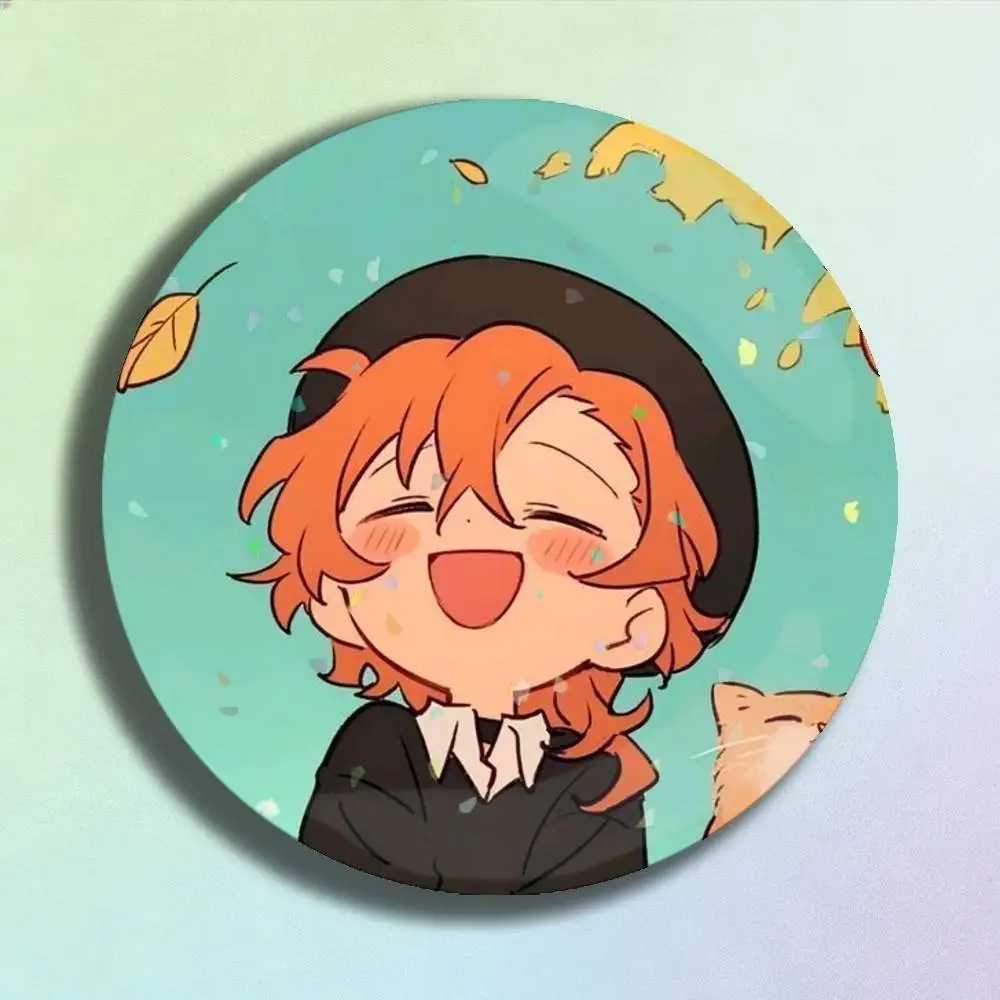 Bungo Stray Dogs Nakahara Chuuya Icon Badge Handmade Tinplate Brooch for Backpack Clothes Chest Ornament Gifts