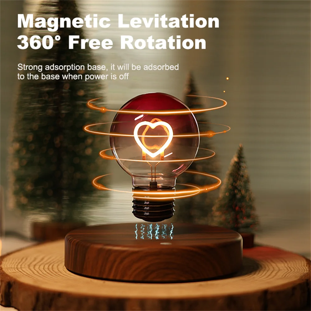 Magnetic Levitation Heart-shaped Light Bulb - 360° Rotation, Expressive Atmosphere Light, Creative Technology Desktop Decoration