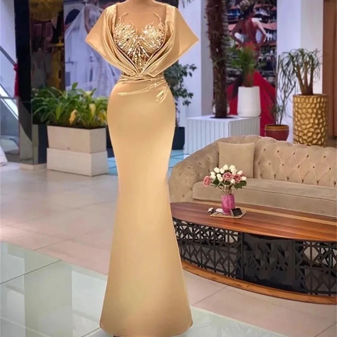 2024 Luxury O Neck Evening Dresses Long Beaded Crystal Birthday Party Gown For Women Elegant Mermaid Custom Vestidos De Noche