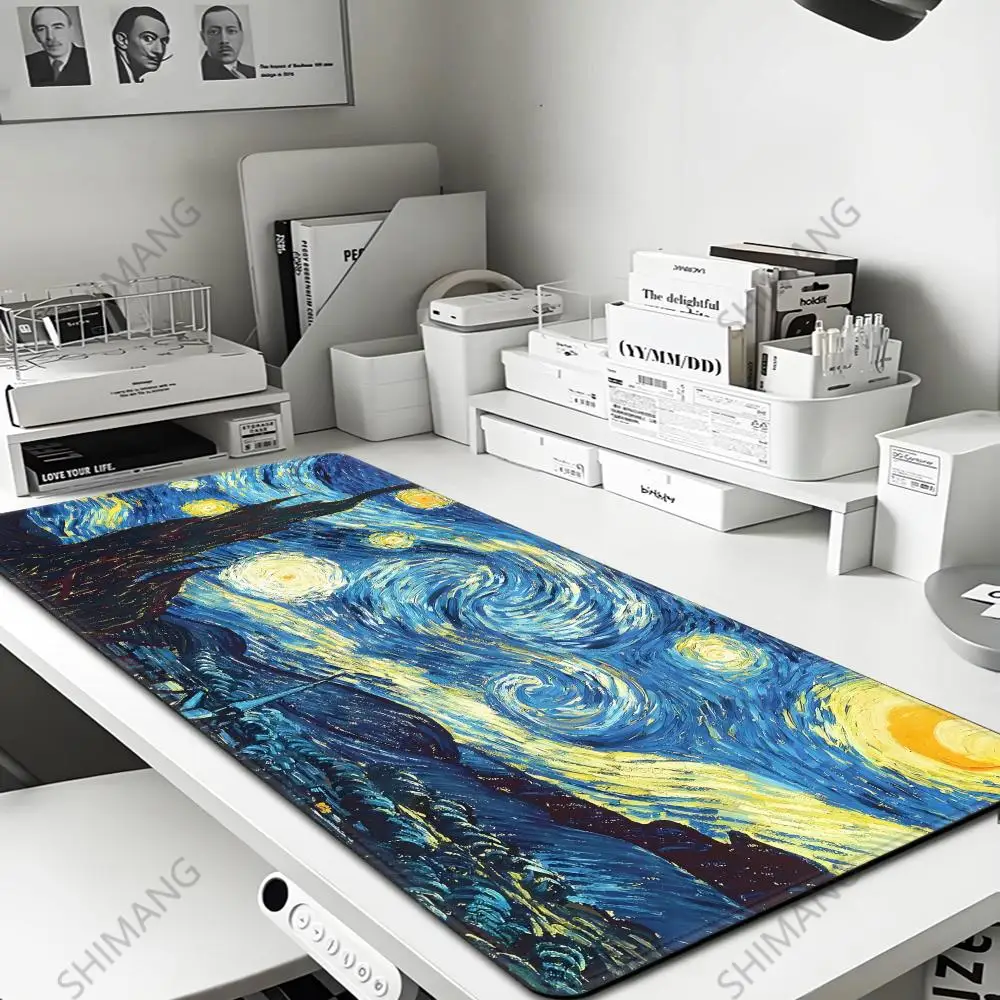 

Van Gogh Oil Painting The Starry Night Mouse Pad Gaming Laptops Keyboard Mat Deskmat Pc Accessories Desk Protector HD carpet xxl