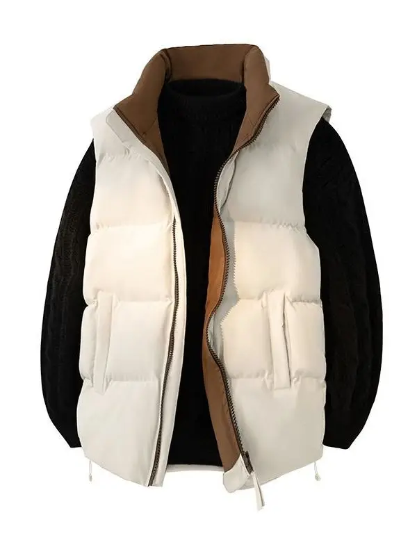 

Модный хлопковый жилет с утолщенным воротником-стойкой, стильная верхняя одежда, универсальный топ для осени и зимы, молодежный повседневный стиль