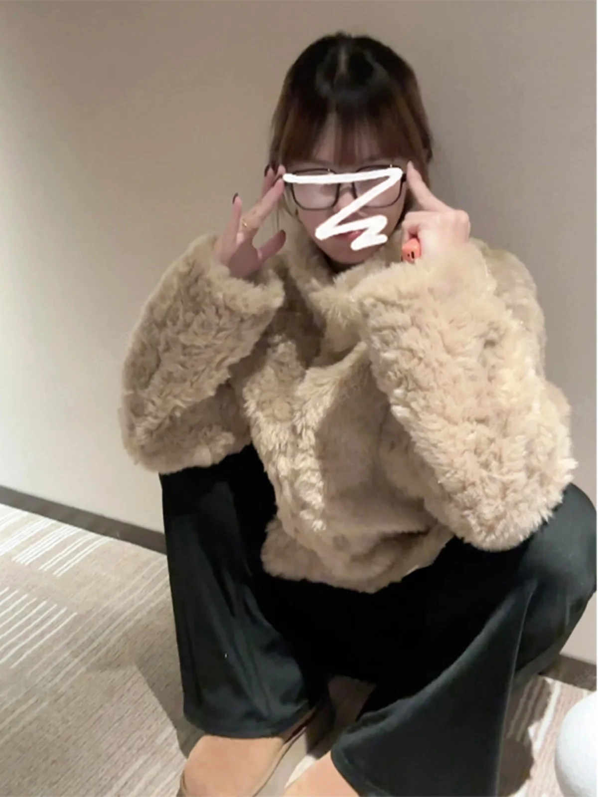 Korean Style Short Teddy Velvet Fur Coat Women's Stand Collar Lamb Fur Thickened Winter Integrated Leather Fur Jacket