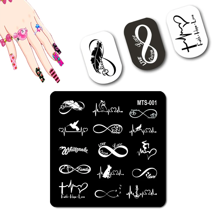 Heart Nail Stamp Plate Break Line Image Nail Art Stamping Infinity Symbol Stamping Template Heartbeat Plate For Nails #MTS-001