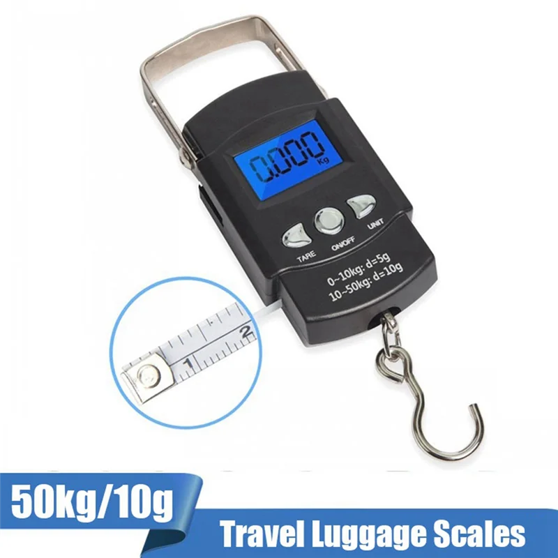 

F-T 1 Pieces 50Kg Travel Scale Digital Fishing Scale With Ruler High Precision Fishing Scale No Battery