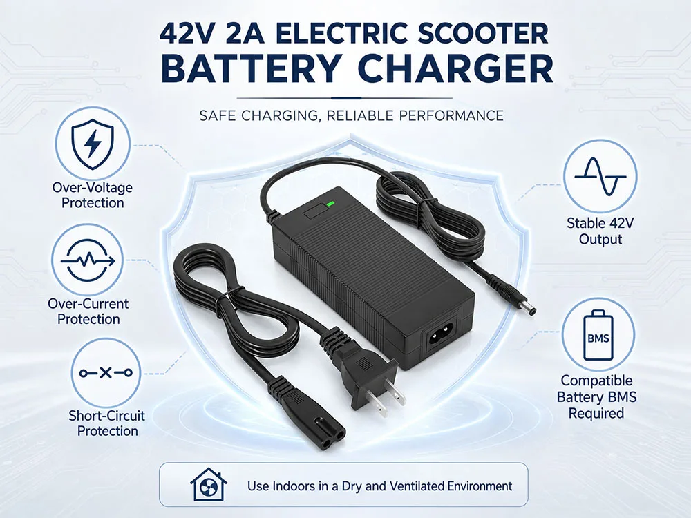 42V 2A 5A Electric Charger 1 Prong 5.5mm DC Plug for 36V 10S Lithium Battery Compatible with Gotrax Charger