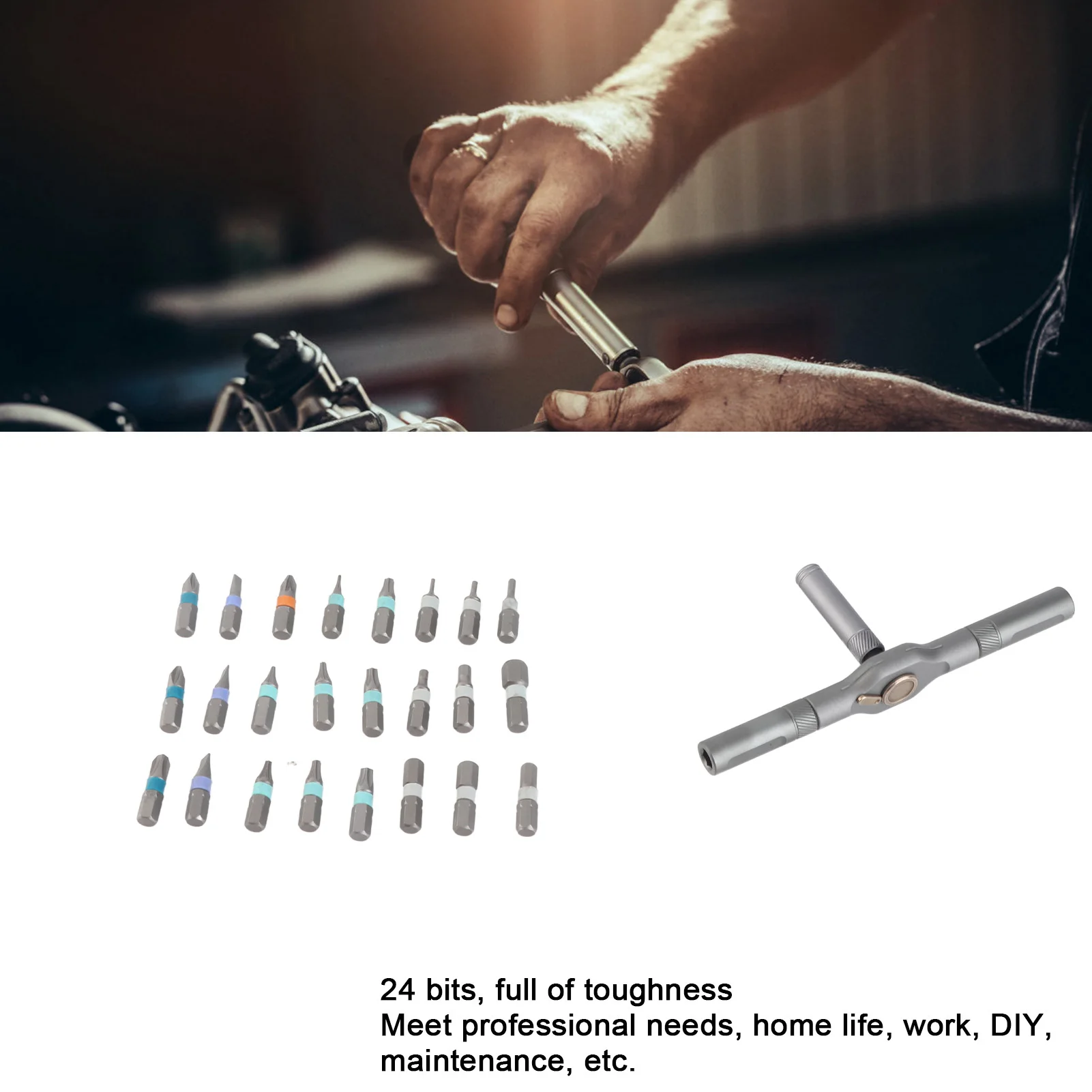 ZK30 Ratchet Screwdriver Set 24-in-1 Bit Multipurpose Repair Tool Manual Hardware with Handle RS1