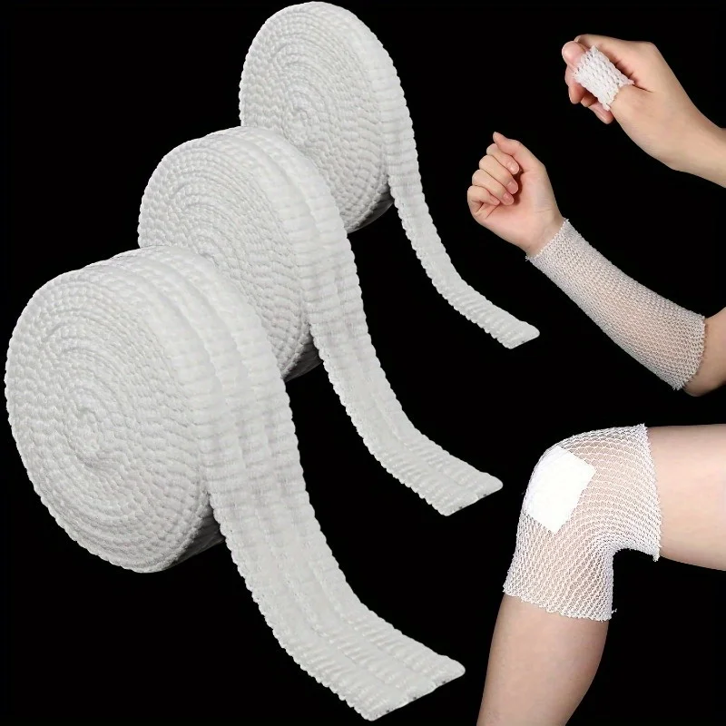 1Roll Net Tubulr Bandage Elastic Mesh Wound Dressing Tubing Gauze Breathable Bandage Stretch Tube Bandages for Wrist Elbow Knee