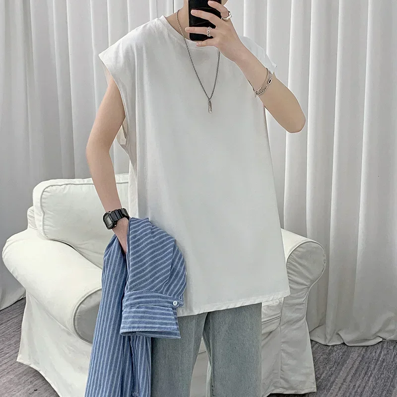 Men\'s Cotton Tank Top Casual Wear Summer Mens Sleeveless T shirt Oversized White Man Clothing 5XL Big Size Sports Vest