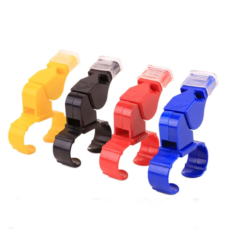 Professional Pealess Plastic Referee Whistle with Finger Grip, Sports Mouth Whistle for Football Game Competition Training