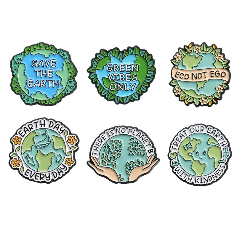 Save The Earth Green Vibes Only Enamel Pin Environmental Protection Creative Brooches Accessories Backpack Lapel Badge Wholesale