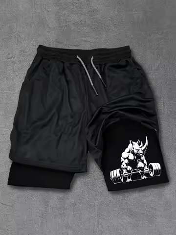 Anime Berserk Running Shorts Men Fitness Gym Training 2 in 1 Sports Shorts Quick Dry Workout Jogging Double Deck Summer