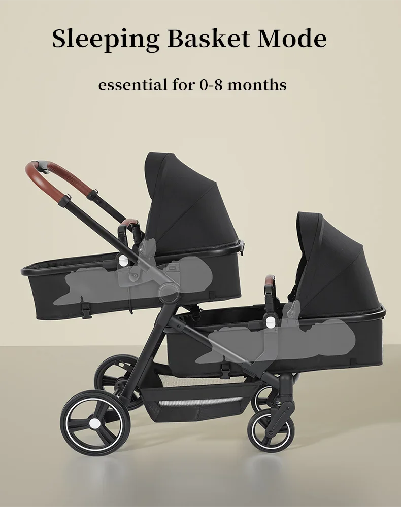 SUNNUO-Carrinho de Bebê Dobrável para Gêmeos e Crianças, Fácil de Transportar Buggy com Rodas, Novo