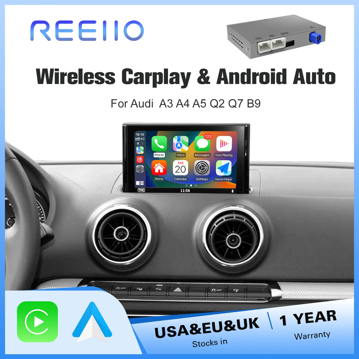 Neues kabelloses CarPlay für Audi A3 8v,8p,Q2 2012-2018 mit AirPlay Mirror Link-Funktion