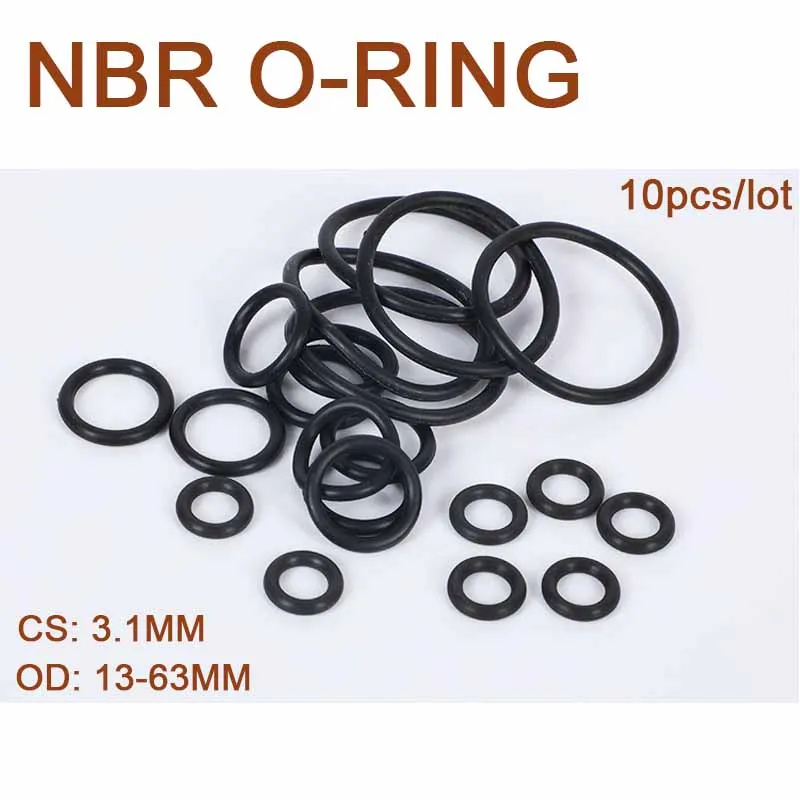 

Nitrile Butadiene Rubber Spacer NBR O Ring Sealing Gasket CS 3.1mm Wire Dia. 13-63mm Oil Resistance Washer Round Shape Black