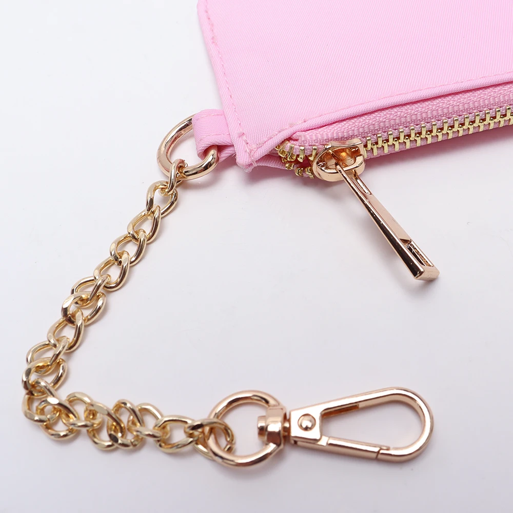 2024 Hot Selling Style Solid Color Nylon Waterproof Small Wallet Card Bag Coin Purse Key Chain Bags Accessories Holiday Gift