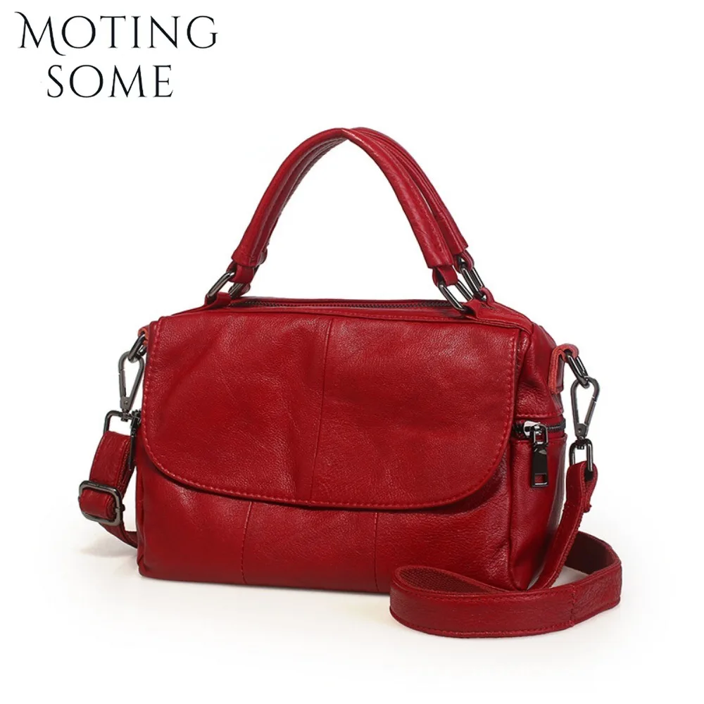 Motingsome Soft Cowhide Messenger Bag Women Leisure Handbag Crossbody Lady Flap Purse Casual Daily Purse Top Handle Tote 2024