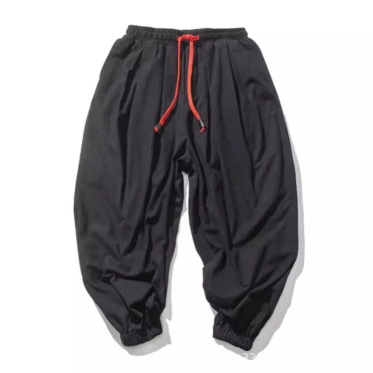 Moletom de linho chinês masculino, calça grande, calça harém solta, masculino acima do peso, marca casual de alta qualidade, preto, novo, outono