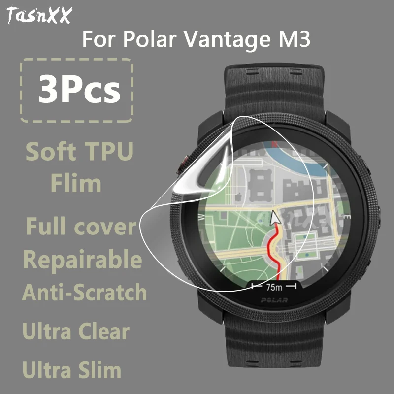 3 Pcs For Polar Vantage M3 Smart Watch Ultra Clear Slim Soft Hydrogel Repairable Film Screen Protector -Not Tempered Glass