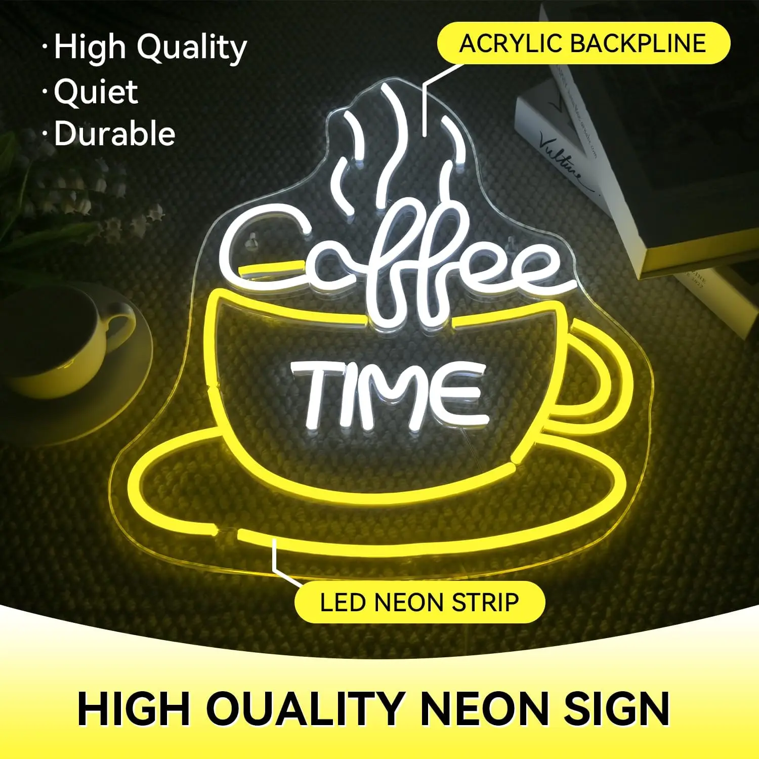 Coffee Time Neon Sign Light Up Wall Decor for Coffee Shop Small Acrylic Art Decor Dessert Shop Bakery Cafe