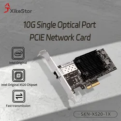 XikeStor 10G SFP+  Network Cards with X520-DA1 Chip Single PCIEx4 Fiber Optics Ethernet Adapter for Intel Main Control