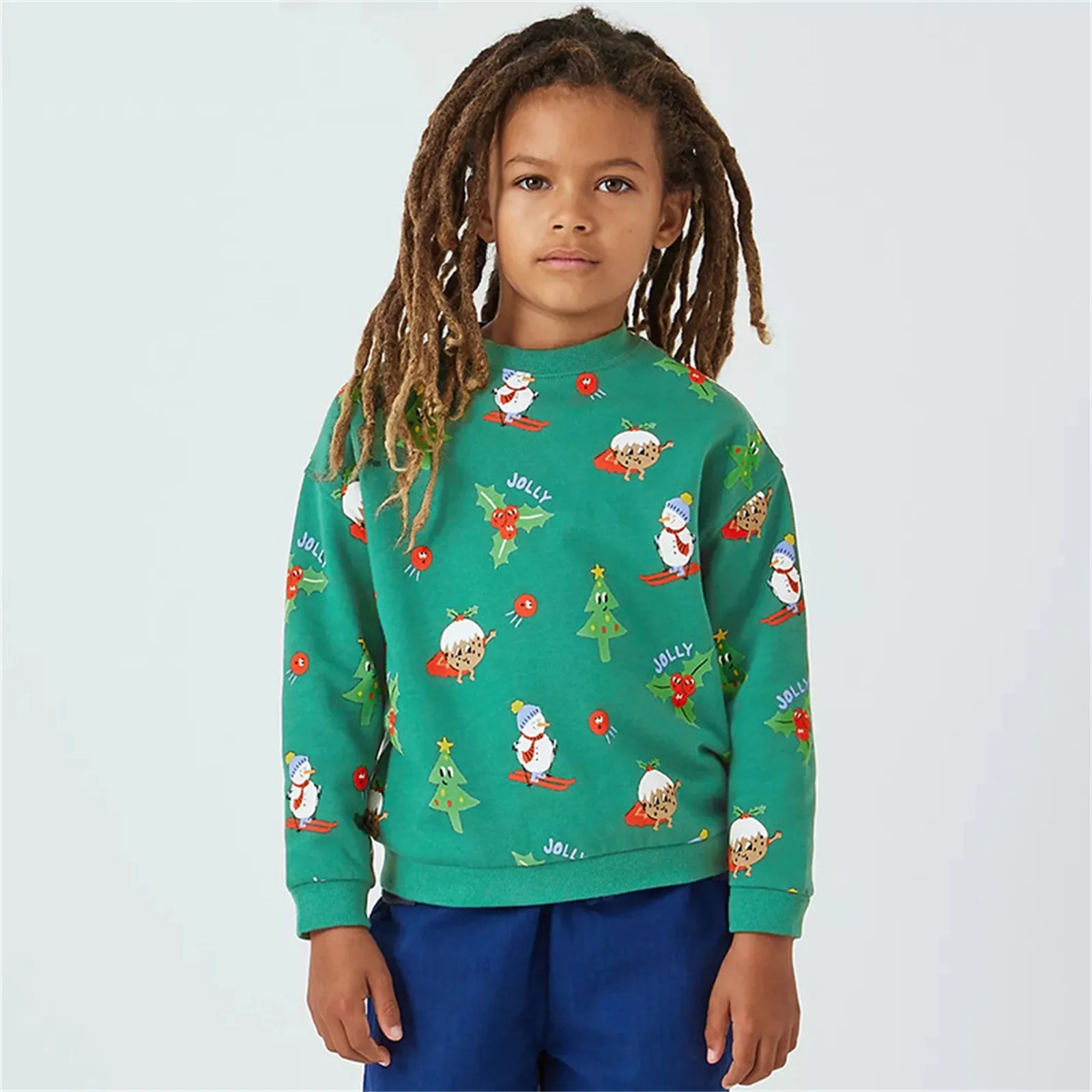 2-7T Boys Girls Snowman Embroidery Baby Sweatshirts Autumn Winter Children's Christmas Cotton Long Sleeve Pullover Shirts Top