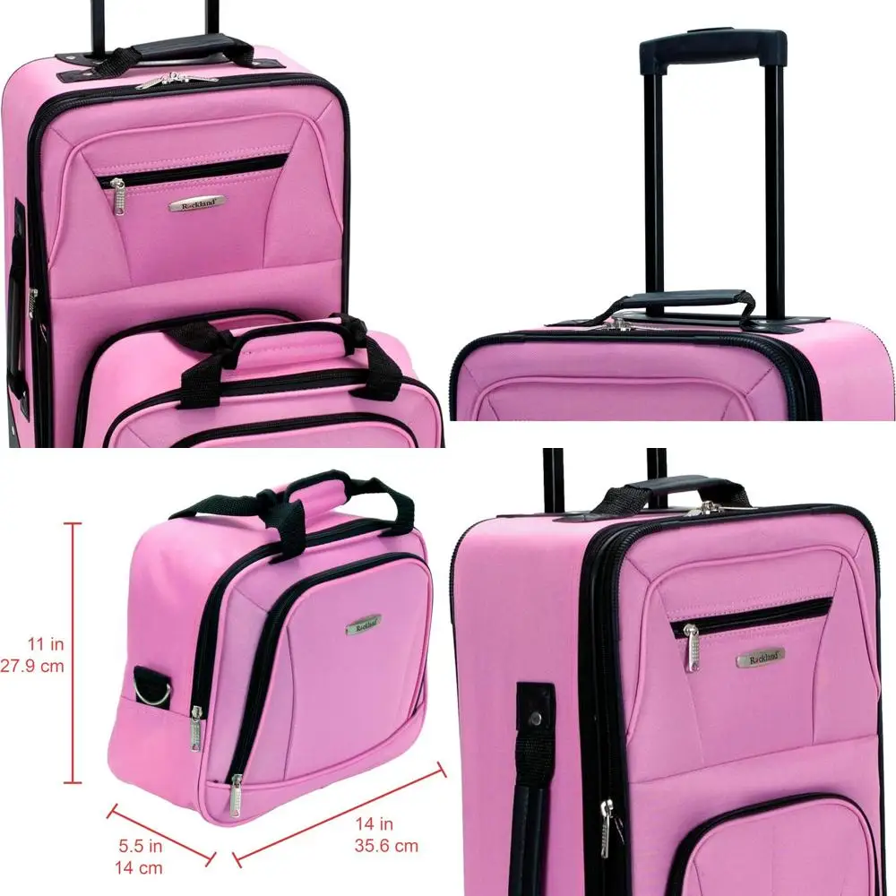 

Розовый комплект из 2 предметов, расширяемый в мягкий боковой чемодан, 14 и 19 вертикальных чехлов