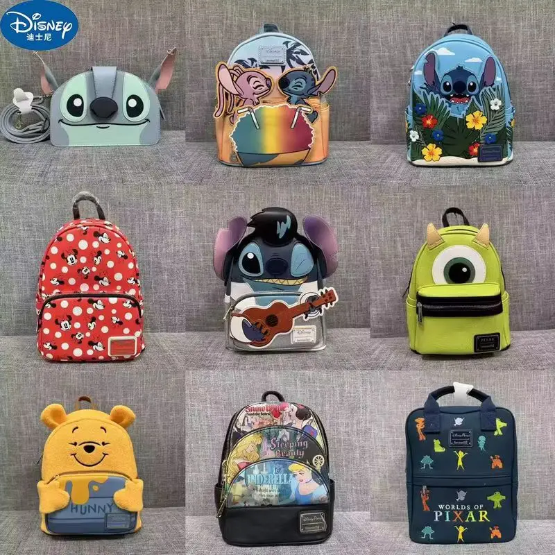 Hot Sell  Disney Stitch Loungefly Backpack Cartoon Cute Embroidered Design Backpack Fresh&Casual Mini Backpack Adult Kids Gift