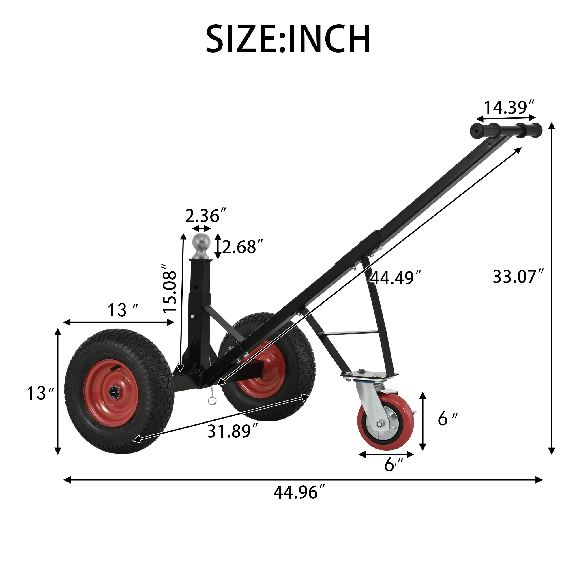 Trailer Dolly with 2 Inch Ball 600 lbs Capacity for Moving Car RV Boat Trailer, Great for Camping