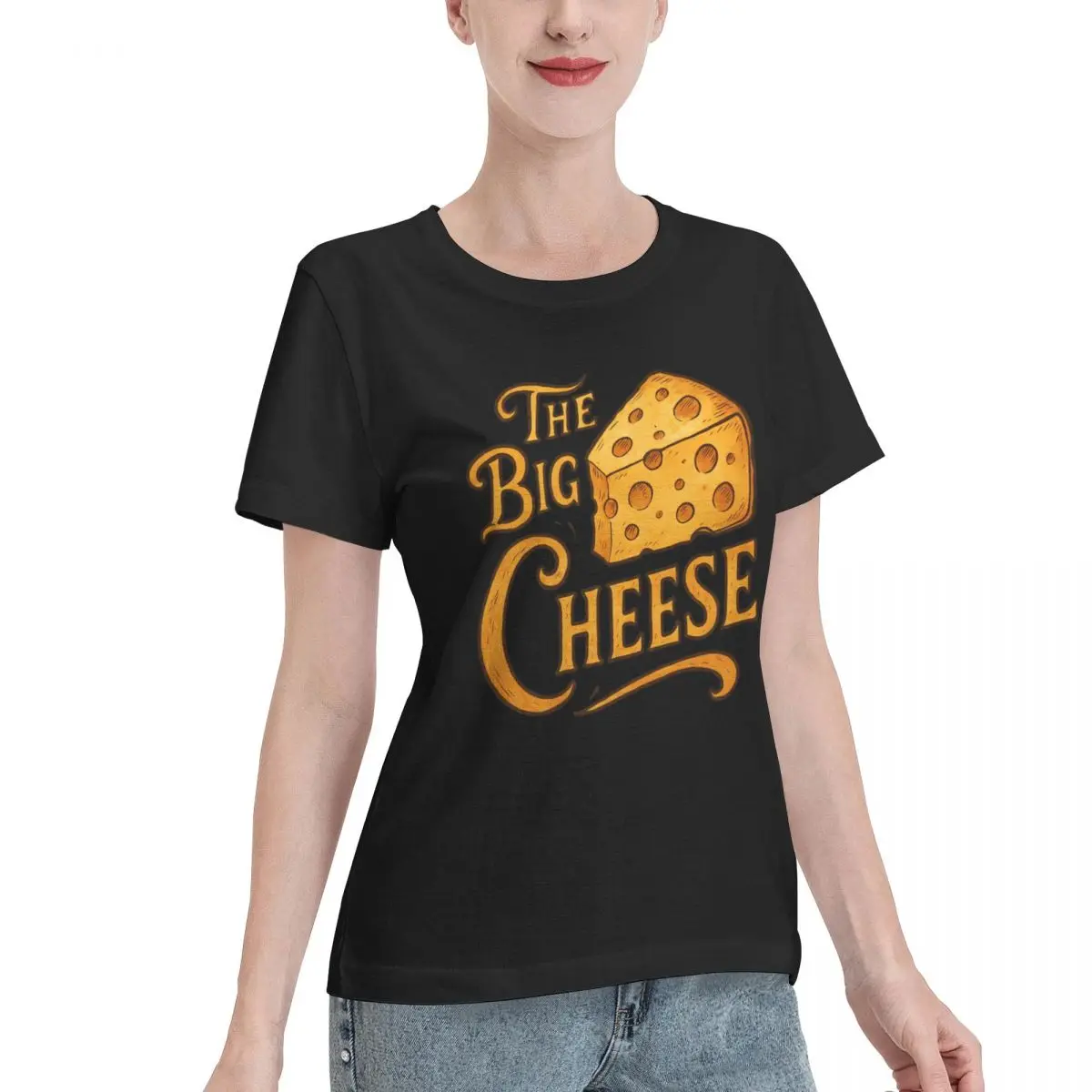 Skin Safe The Big Cheese Women's T-shirt Hip Hop Soft Skin Friendly Top