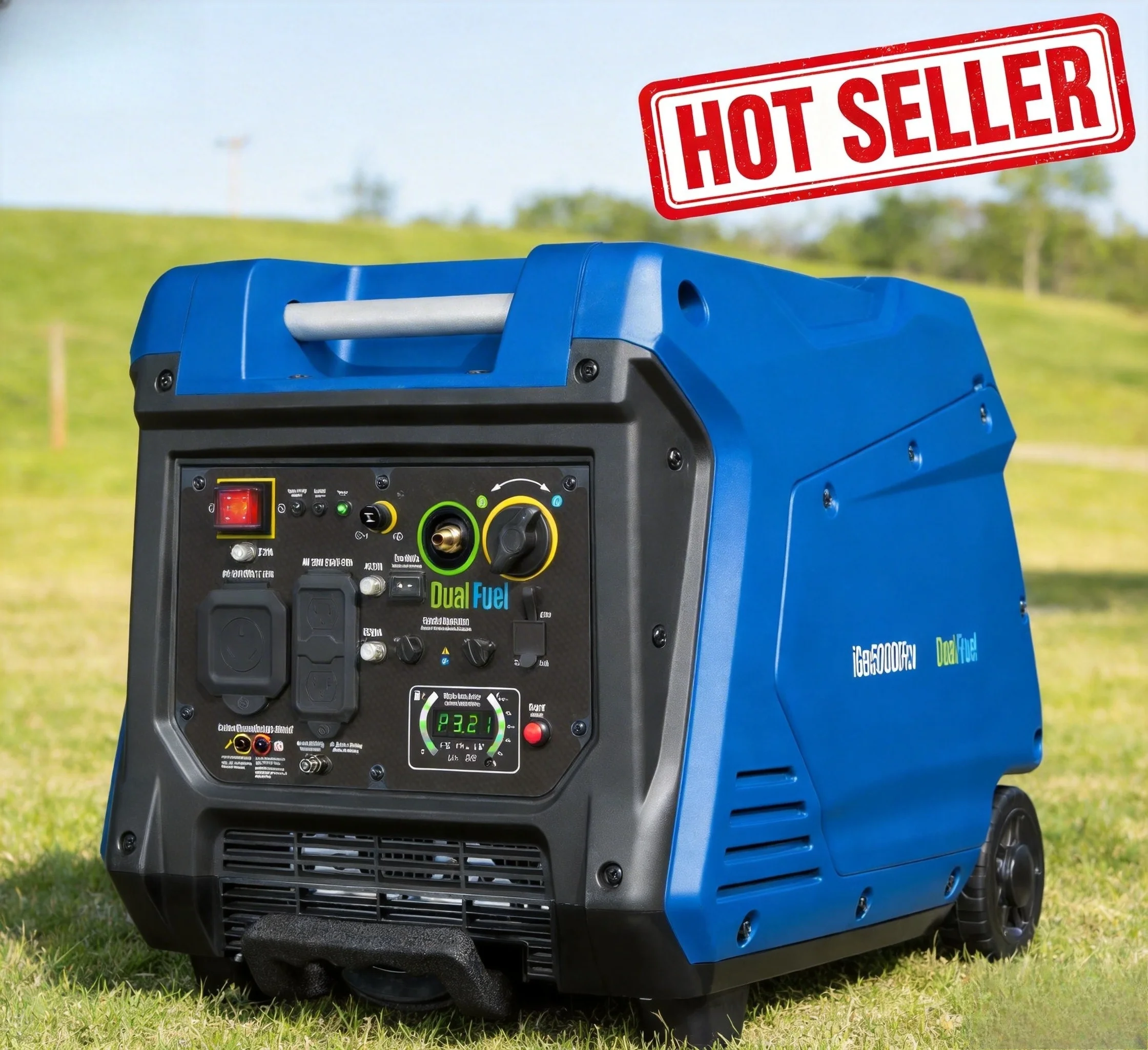

5000 Peak Watt Super Quiet Dual Fuel Portable Inverter Generator, Wheel & Handle Kit, Gas & Propane Powered, RV Ready